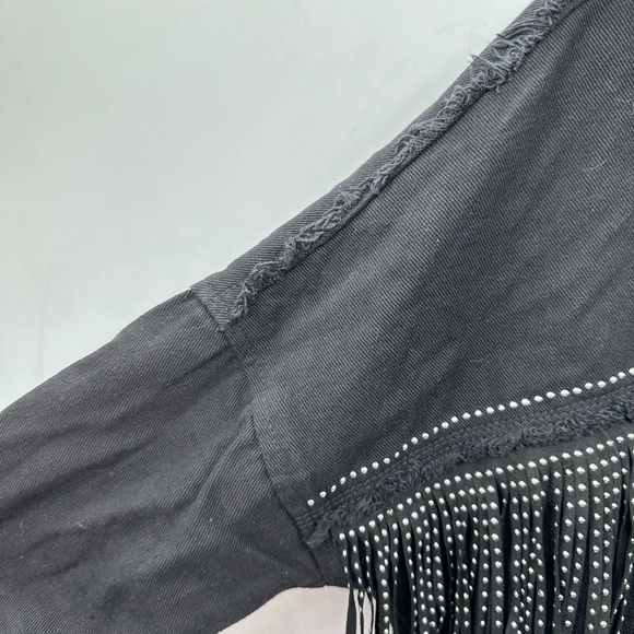 JW SIGNAUTRE L. ANGELES Black fringe STUD cowboy concert core woman jacket L - Picture 5 of 15